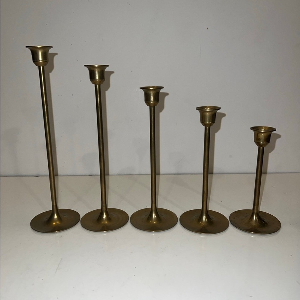 Elegant Brass Candle Holder Set - Picture 2 of 6